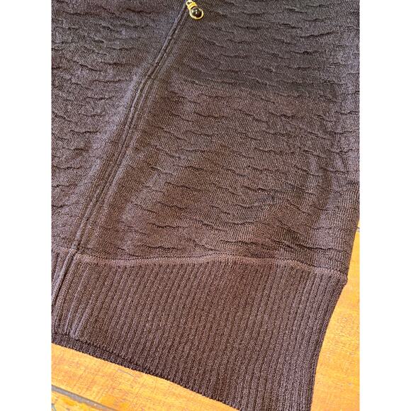 Womens St. John Brown‎ Textured Pique Knit Full Zip Cardigan Sweater Buttons 6 - Picture 10 of 10